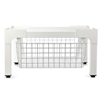 Preview: Telaio di base di alta qualità per lavatrice/asciugatrice con cesto portaoggetti, fino a 200 kg - Stabile, comodo per la schiena e salvaspazio