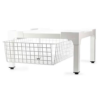 Preview: Telaio di base di alta qualità per lavatrice/asciugatrice con cesto portaoggetti, fino a 200 kg - Stabile, comodo per la schiena e salvaspazio