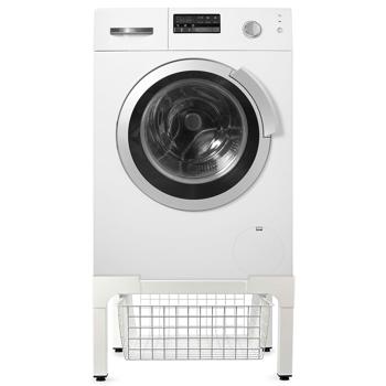 Preview: Telaio di base di alta qualità per lavatrice/asciugatrice con cesto portaoggetti, fino a 200 kg - Stabile, comodo per la schiena e salvaspazio