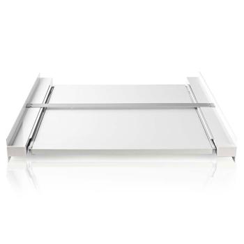 Zwischenbaurahmen mit Auszug (60x60cm, weiss): Metallrahmen für Waschmaschine & Trockner, platzsparende Stapelung + ausziehbare Arbeitsfläche