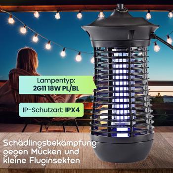 Preview: Leistungsstarker Insektenvernichter UV Lichtfalle 150m² , LED 18W – Optimale Anwendung, Hohe Effizienz & Sicherheit
