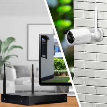 Preview: Profi Funk-Überwachungssystem, 8 QHD-2K Kameras & HDD-Rekorder, Tuya App mit Live Fernzugriff, Nachtsicht mit IR-LEDs, wetterfest - IP66