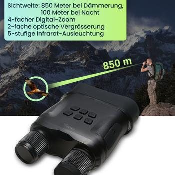 Preview: Digitales Profi Fernglas & Infrarot-Nachtsichtgerät mit HD-Video, 850m Reichweite, IP54 - Leistungsstark, kristallklar für Jagd & Outdoor