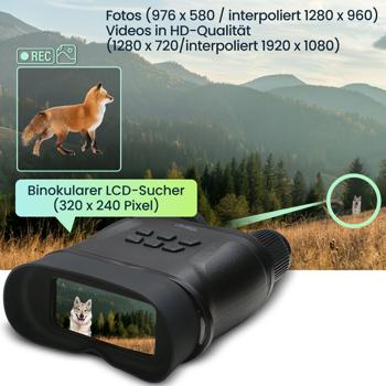 Preview: Digitales Profi Fernglas & Infrarot-Nachtsichtgerät mit HD-Video, 850m Reichweite, IP54 - Leistungsstark, kristallklar für Jagd & Outdoor