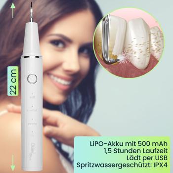 Preview: Effektiver Ultraschall-Zahnsteinentferner mit HD-Kamera (weiss): Akku-betriebener Plaque-Entferner für strahlend saubere Zähne