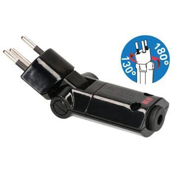 Preview: Adaptateur de Prise Murale Pivotant et Pliable Type 12 Noir - Angle 180° Vertical / 130° Horizontal - 250V 10A - Flexible & Réutilisable
