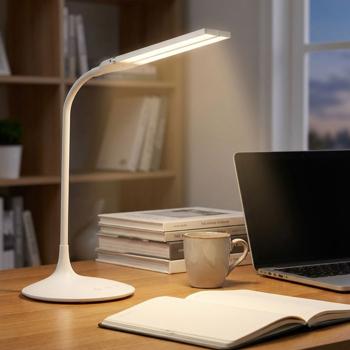 Preview: Lot de 2 Lampes de Bureau LED Dimmables Blanches - Éclairage Confortable & Protection Yeux - Commande Tactile - 280 Lumens - USB