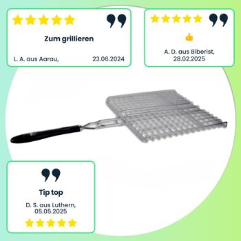 Preview: Edelstahl Grillkorb mit Griff - 59x29cm Grillhalter für Fisch, Gemüse, Steak, Garnelen - Robuster Grillwender für gleichmässiges Grillen