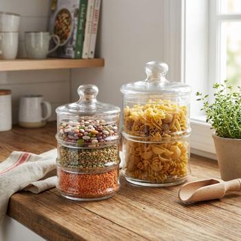 Preview: Set di barattoli per la conservazione a due e tre livelli, incluso il coperchio