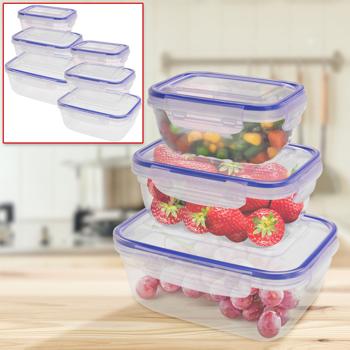 Frischhaltedosen 6er-Set aus transparentem Kunststoff - spülmaschinenfest & luftdicht - ideal für Kühlschrank, Arbeit & Vorratsschrank - 2x 400/800/1400 ml
