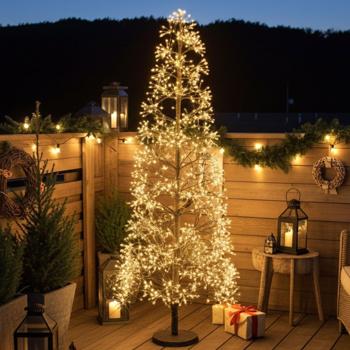 Weihnachts-Lichterbaum mit 1600 LEDs (150cm) - Kunstbaum mit integrierter Lichterkette (warmweiss), IP44, für drinnen & draussen