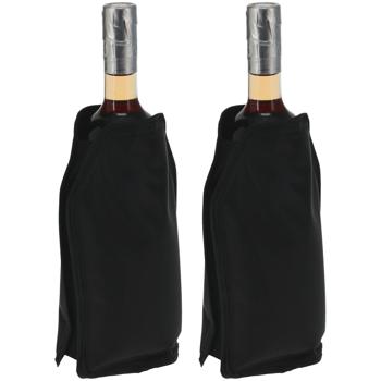 Set di 2 fasce raffreddabottiglie nere – Fascia flessibile per bottiglie di vino, bottiglie di spumante e bevande con imbottitura in gel, leggera e maneggevole
