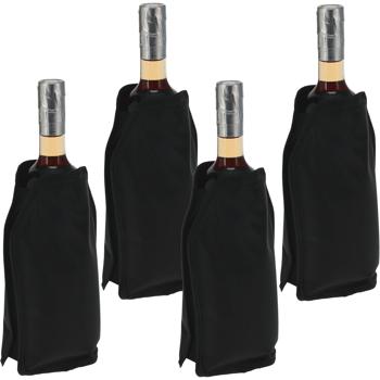 4er-Set Flaschenkühler Kühlmanschette Schwarz – Flexible Flaschenkühlhülle für Weinflasche, Sektflasche & Getränke mit Gel Füllung, Leicht & Handlich