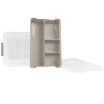 Preview: Scatole con organizzatore, 2 pezzi 5/9 litri, trasparente/grigio