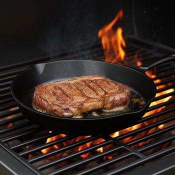 Preview: Poêle à frire professionnelle en fonte - pour cuissons haute température, steaks parfaits, viandes juteuses & croustillantes - Ø 25,5 cm