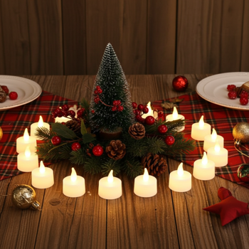 15er-Set LED-Teelichter, weiss mit realistischem Flackern, inkl. Batterien - Klassisch-modernes Design für stimmungsvolle Momente