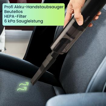 Preview: Moderner Profi Akku-Handstaubsauger mit HEPA-Filter, beutellos, starke 6000 Pa, 120 W, USB für Zuhause, Büro, Auto
