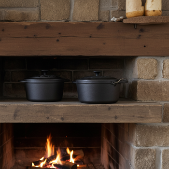 Preview: set di 2 pentole in ghisa con coperchio, rotonde, da 2,4 l e 4 l