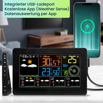 Preview: WLAN-Wetterstation mit Aussensensor – Digitale Wetterstation mit App & 5-Tage-Prognose, Thermometer, Hygrometer & Barometer