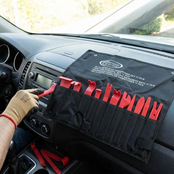Preview: Set de leviers pour garnitures, 11 pièces – retrait sans effort des baguettes de garniture, joints en caoutchouc et panneaux de porte dans la voiture – en plastique de haute qualité – préserve le matériau