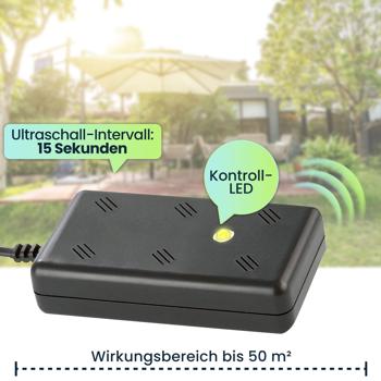 Preview: Effektive Marder-Abwehr mit Ultraschall & Blitzlicht – 230V Netzbetrieb für dauerhaften Schutz, vertreibt Marder schonend & zuverlässig