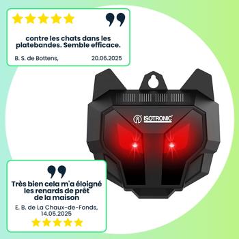 Preview: Répulsif solaire animaux sauvages - LED clignotant nuit, dissuasion fiable jardin/cour - Détecteur crépusculaire, IP44, 9x8x3cm, noir