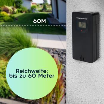 Preview: Profi Funk-Wetterstation mit 3 Aussensensoren  - Behalten Sie 4 Zonen im Blick für maximale Übersicht & Kontrolle - inkl. Funkwecker & XL-Display
