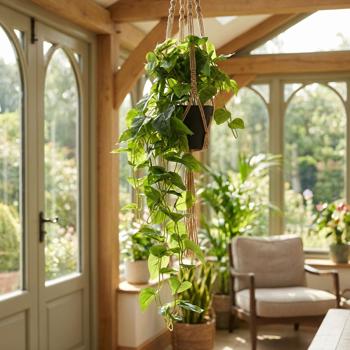 Preview: Lot de 2 plantes artificielles à suspendre 80 cm - Sans entretien, idéales pour personnes actives & allergiques - Décoration intérieure/bureau