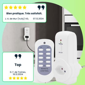 Preview: 3 Prises T13 Télécommandées Swiss Edition - Pilotage à Distance Appareils - Longue Portée 30m, 2300W/10A, Inclus Télécommande 4 Canaux