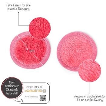 Preview: Coussins cosmétiques - Set de 10 ronds lavables OKEO-TEX Standard 100 - Doux fibres fines démaquillage visage corps Ø 7 cm