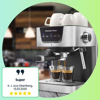 Preview: Machine à café professionnelle à porte-filtre - 19 bar, acier inoxydable, mousseur à lait pour cappuccino et latte macchiato - Plaque chauffante pour tasses