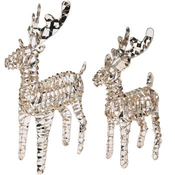 Preview: set di 2 renne LED con micro LED, color oro, 2 dimensioni