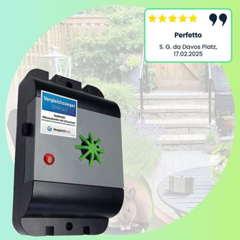 Preview: Efficace repellente ad ultrasuoni per topi e ratti, protezione IP54, funzionamento a batteria fino a 12 mesi, fino a 40m², uso mobile