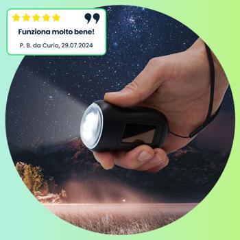 Preview: Pratica torcia a LED a dinamo con manovella e pannello solare, 3 LED ad alta potenza, 20 lm, batteria ricaricabile agli ioni di litio, ideale per il campeggio, i viaggi e l‘uso all‘aperto