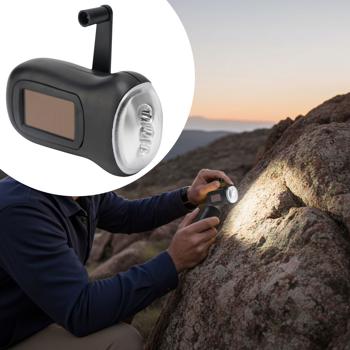 Preview: Pratica torcia a LED a dinamo con manovella e pannello solare, 3 LED ad alta potenza, 20 lm, batteria ricaricabile agli ioni di litio, ideale per il campeggio, i viaggi e l‘uso all‘aperto