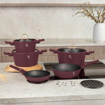 Preview: Set de cuisson design 10 pièces en aluminium - Revêtement anti-adhésif titane, 2 dessous-de-plat - Compatible tous feux, induction, sans PFOA
