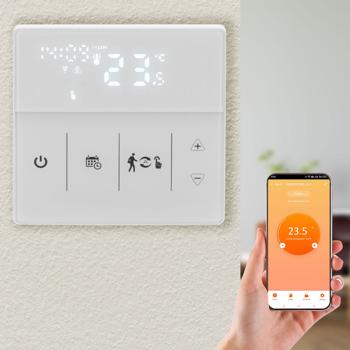 WLAN-Raumthermostat für Fussbodenheizung: App, Touch & Sprachsteuerung, weisses Design-LCD – Präzise, bequeme Heizungssteuerung