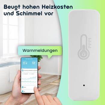 Preview: Intelligentes Thermometer und Hygrometer, Temperatur- & Luftfeuchtigkeits-Sensor mit Tuya oder SmartLife App, Haus-Automatisierungs Anbindung