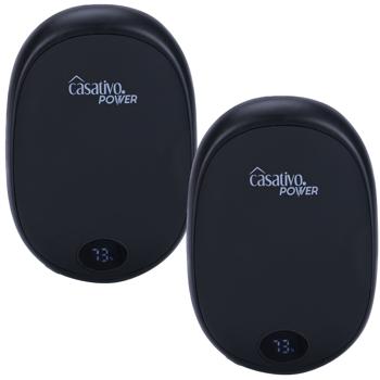 2er-Set Zuverlässiger 2in1 USB Handwärmer mit Powerbank Funktion, 10.000 mAh, schwarz, warme Hände und gleichzeitig das Smartphone laden