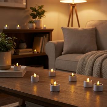 Preview: Lot de 16 bougies à réchaud LED solaires – blanc chaud – IP44, avec capteur crépusculaire – sans fil, basse consommation – pour jardin, balcon, décoration