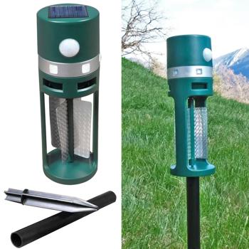 Preview: set di 3 repellenti solari per animali con picco al suolo e sensore di movimento, ultrasuoni e flash di luce