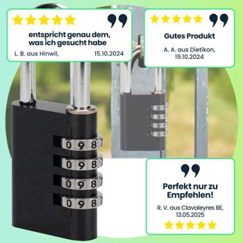 Preview: 2er Spar Set Zahlenschloss - Vorhängeschloss aus Aluminium, Bügel aus Stahl, 4-stellig, schwarz, robust und sicher, ideal für Koffer, Spind, Keller, Schuppen, Schule