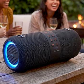 Tragbarer Bluetooth Lautsprecher 40W: LED, Stossfest & IPX6, TWS, schwarz - Kraftvoller Sound mit Lichtshow – Robust, Outdoor, für jeden Musikgenuss