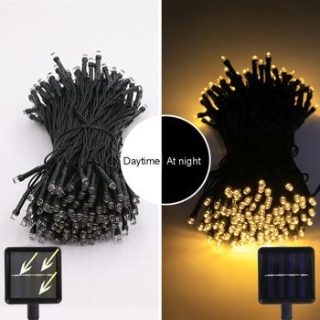 Preview: Set da 2 catene luminose solari con sensore crepuscolare – 8 modalità di luce per giardino e balcone – 12 m, 100 LED bianco caldo, protezione dagli spruzzi IP44