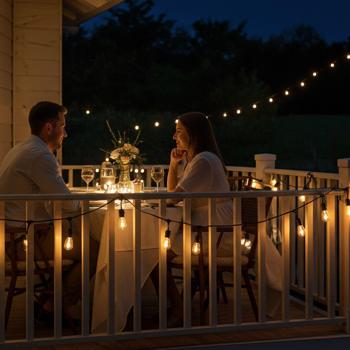 Preview: Lot 2 Guirlandes Lumineuses Solaires Ampoule - 10 LED Blanc Chaud - 6m Capteur Crépusculaire - IP44 Jardin Balcon Terrasse