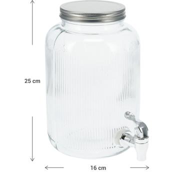 Preview: Lot de 2 distributeurs de boissons en verre 4L - Avec couvercle & robinet pour jus/punch - Design nostalgique, robuste, polyvalent