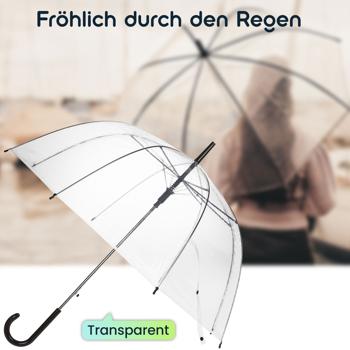 Preview: Stabiler Regenschirm mit Automatiköffnung, transparent, Ø 85 cm, moderner und stylischer Regenlook, leichte Handhabung