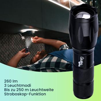 Preview: 2er-Set LED-Taschenlampe & Powerbank - Spritzwassergeschützt IP44, 260 lm, 1.800 mAh Li-Ion-Akku - Outdoor, Notfall & Home Workout