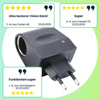 Preview: 2er-Set Mini-Spannungswandler 230V auf 12V - Für Zigarettenanzünder-Geräte bis 12W im Hotel Büro Camping - Ideal für Reisen mit Handy Navi Smartphone