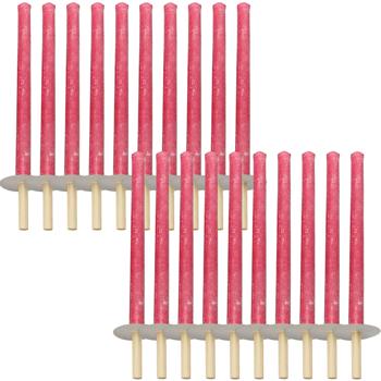 Preview: Lot 20 Torches de Cire Ströbel 45cm - Durée 75min - Poignée Bois - Protection Main - Extérieur Fêtes Jardin Mariages Camping - Qualité Allemande